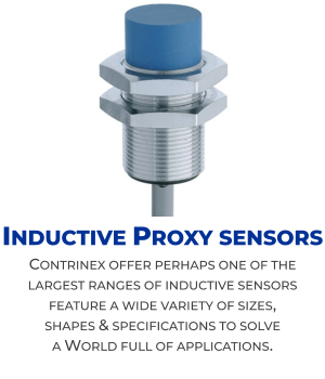 Inductive Proxy sensors Contrinex offer perhaps one of the largest ranges of inductive sensors feature a wide variety of sizes,  shapes & specifications to solve a World full of applications.